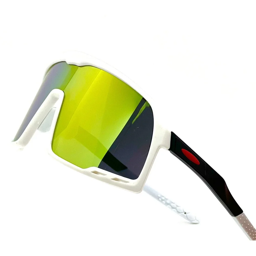 Sport Sunglasses Shield Orange Fire Mirrored Lens Glasses Men Street Wear Trendy